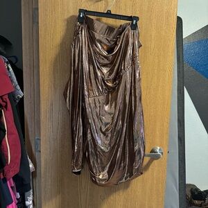 Torrid Shiny rose gold Asymmetrical Shirt with skirt
